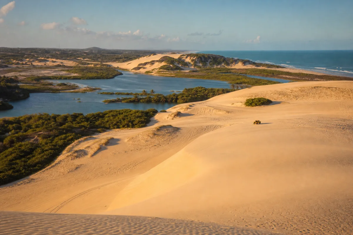 Dunas, lagoas e buggy em Genipabu
